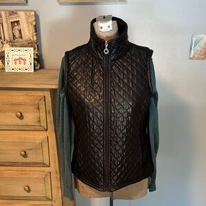 Tweeds Black Faux Leather Quilted Fleece Lined Vest